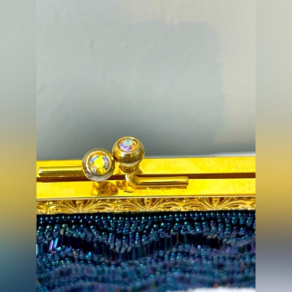 Vintage 1960s Women’s Dark blue Beaded purse - Picture 2 of 5